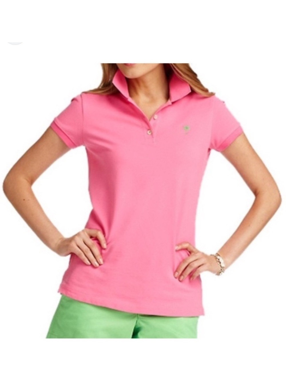 Lilly Pulitzer 100% Pima Cotton Resort Fit Polo Shirt Island Palm Tree Pink XS